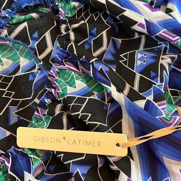 Gibson Latimer blue purple black patterned tunic Size M New - Picture 7 of 9